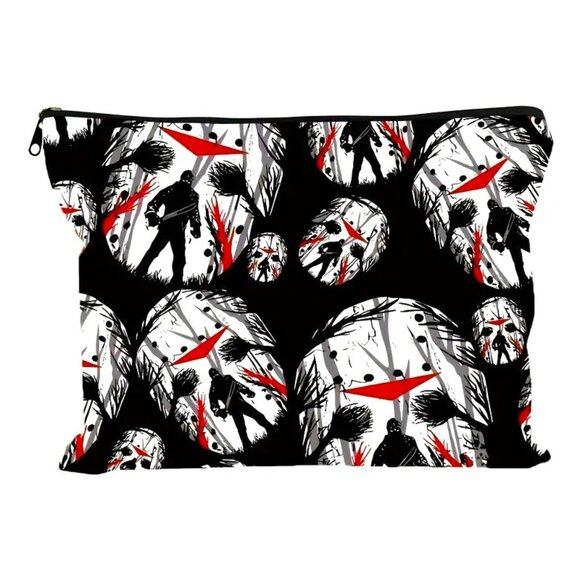 Cosmetic Bag Makeup Jason Friday 13th Horror Movie Goth Travel Storage Rave NEW - Picture 2 of 3